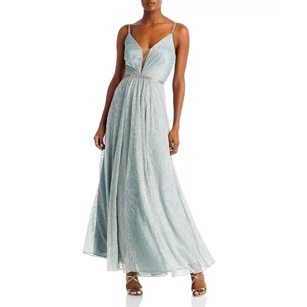 AQUA Foil Fleck Crinkle Mesh Gown Size 6‎